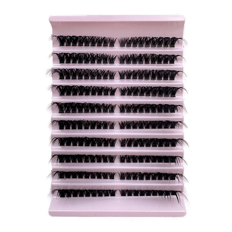 10 Rows D Curl Lash Clusters – Hot Melt Segmented Individual Eyelashes, Voluminous Fluffy False Lashes Tray for DIY Self-Application at Home, Reusable